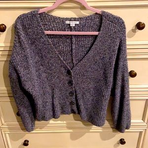 Grey cropped button up sweater
